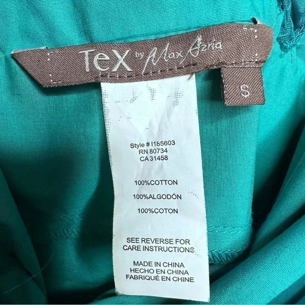 Tex by Max Azria Teal Cotton One Shoulder Ruffle Dress Size Small - Picture 5 of 10